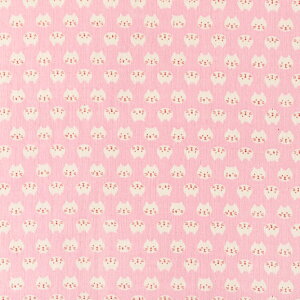 CK-4173 並んだネコの顔 ベビーピンク/ガーゼ コットンプリント生地