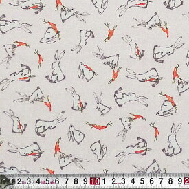 インポートの可愛いウサギ柄 人参を持つウサギ トス/ベビーピンク MO-3671 コットンプリント生地