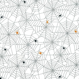 ハロウィン MO-4534 ハロウィン 蜘蛛と蜘蛛の巣 コットンプリント生地