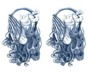 ジャグアタトゥー タトゥーシール 2週間で消えるタトゥー ヘナタトゥー 本物志向 合掌 数珠2枚セット