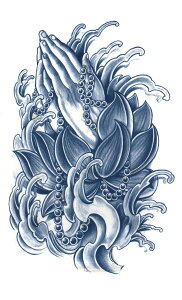 ジャグアタトゥー タトゥーシール 2週間で消えるタトゥー ヘナタトゥー 本物志向 合掌 数珠 蓮花