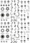 タトゥーシール 月 星 太陽 [通常サイズ・3種6枚］ ymp6014