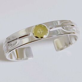 バングル ブレスレット メンズ SVフェザー付き 平打ちブレスレット シルバー925 18k おしゃれ かっこいい 腕輪 重厚感 男性 ギフト プレゼント 贈り物 ツメ付 ハイクオリティ アクセサリー ネイティブ インディアン ジュエリー ブランド お洒落 大人可愛い