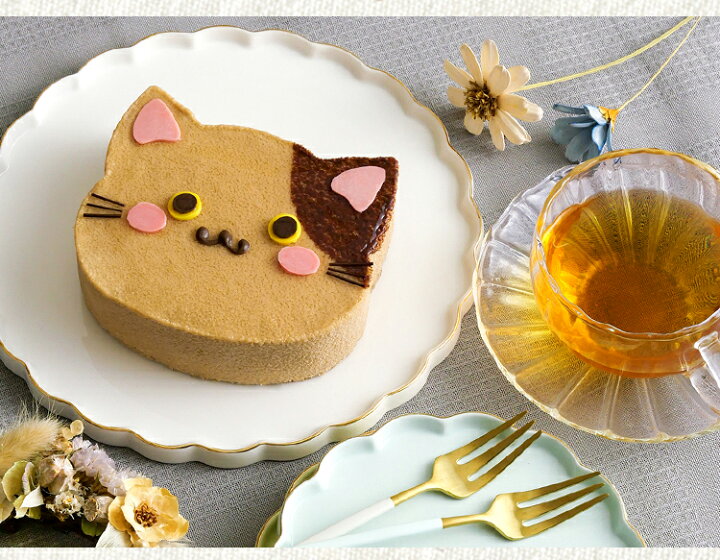 お取り寄せ(楽天) 猫好きさんをトリコにする猫型ケーキ★ コーヒー&チョコレート ケーキ 猫ケーキ ブチ猫 ギフト 価格3,980円 (税込)