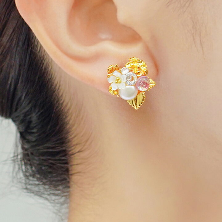 楽天市場】ぴあり Classic flower イヤリング ピアリ ゴールド 