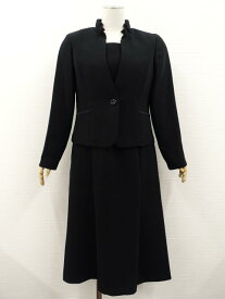 未使用品 シュクレ SUCRE ロング丈 長袖 フェイクレイヤードワンピース ブラックフォーマル 黒 喪服 冠婚葬祭 【中古】