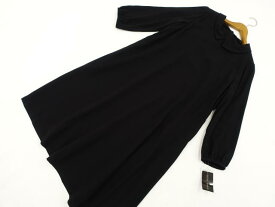 【訳あり】 REINE PORTE ロング丈 長袖 ラウンドネック ワンピース ブラックフォーマル L 黒 喪服 冠婚葬祭 【中古】 waku2