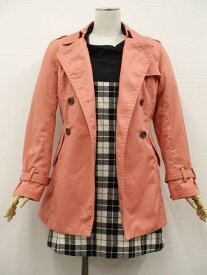 美品 CINEMA CLUB&INGNI 長袖トレンチコート+半袖ひざ丈ワンピース コーディネート2点セット M相当 ピンク/ブラック＆ブラック ホワイト チェック柄 きれいめ系 20代・30代 【中古】