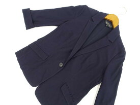 美品 インディヴィ INDIVI 七分袖 テーラードジャケット 40 ネイビー 【中古】