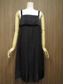 美品 インディヴィ INDIVI ひざ丈 シフォンキャミソールワンピース 42 ブラック/ブラック ドット柄 【中古】