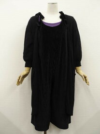 美品 INGNI＆merlot＆Ouimoe 七分袖ニットカーディガン+サロペットパンツ+七分袖カットソー コーディネート3点セット M相当 ブラック/ブラック ストライプ柄/パープル シンプル・カジュアル系 20代、30代〜 【中古】