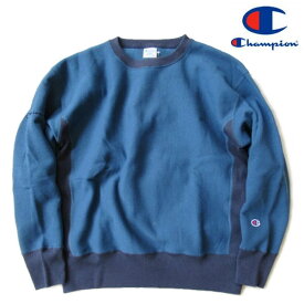 チャンピオン/Champion【リバースウィーブクルーネックスウェット トレーナー】2色切替 2トーン 2カラー配色 　C3-W014　ウィンザーブルー