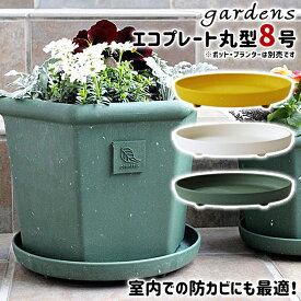 受け皿 受皿 エコプレート 丸型 8号 直径24cm 高さ3.5cm 八幡化成 gardens パピエ 【 植木鉢別売り 足付き 室内 ガーデニング インテリア 北欧 プラスチック おしゃれ サークル 円形 】