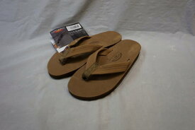 『RAINBOW SANDALS』（レインボーサンダル ）　　ダブルレイヤー　レザーサンダル　ヌバック トングサンダル　（ダークブラウン）MADE IN CHINA