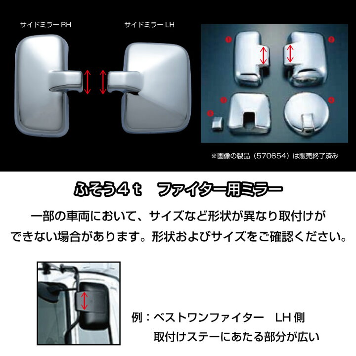 楽天市場】トラック メッキミラーカバーセット ふそう ベストワン
