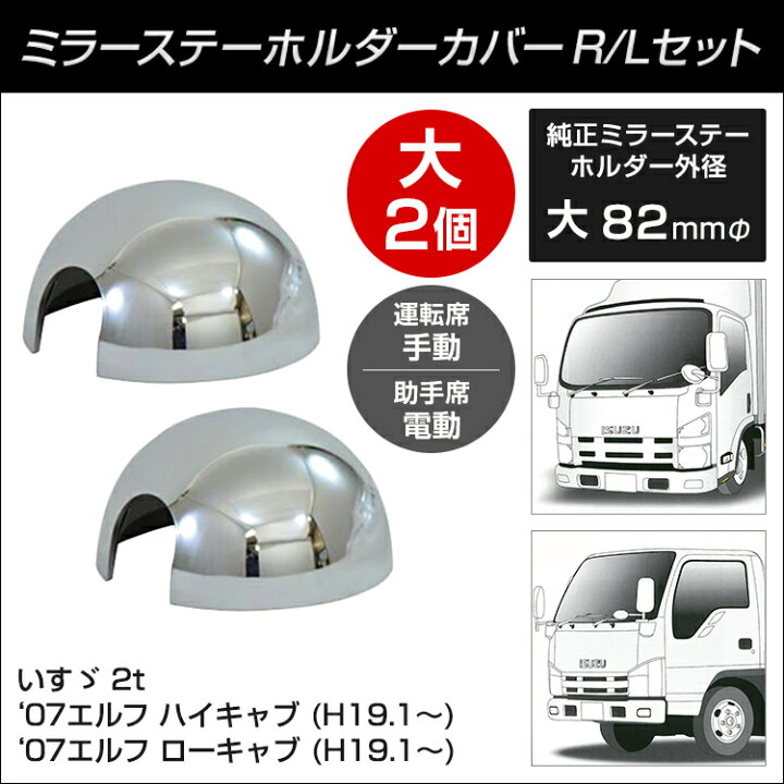 楽天市場】トラック ミラーステー ホルダーカバー R/Lセット(大2個 