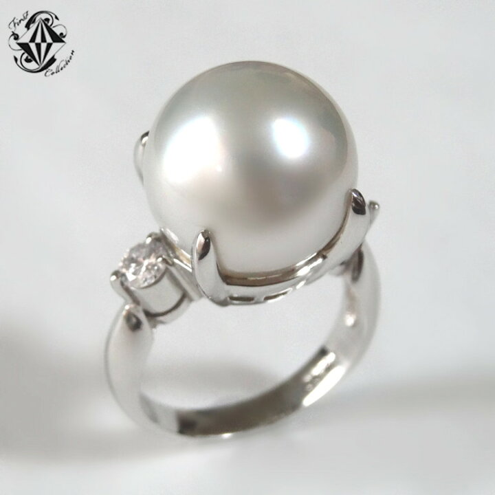 楽天市場】南洋 大珠 真珠 リング 13mm ダイヤモンド 0.31ct 