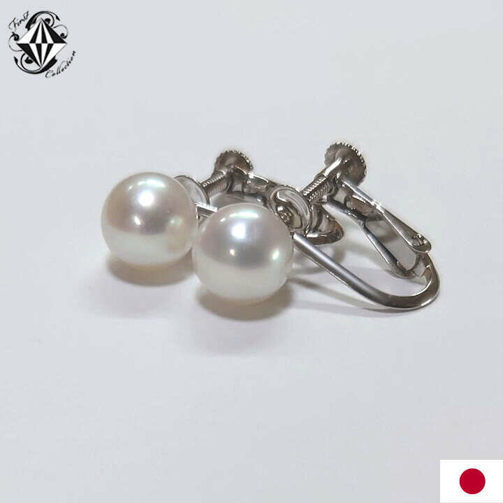 楽天市場】K14 WG 天然アコヤ真珠 7mm弱 イヤリング 14金 : ファースト  