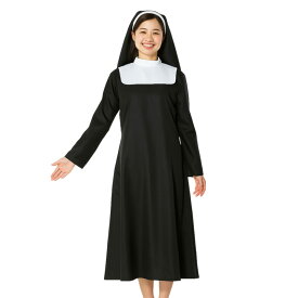 【 スーパーセール 50%OFF 】コスプレ服 シスターワンピース 修道女風 ロング丈 シンプル 清楚系 ゴシック ロリータ ハロウィン 仮装 コスチューム レディース 大人用 イベント パーティー 撮影用