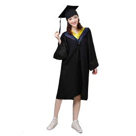 一部予約 コスプレ服 アカデミックドレス ガウン風 コスチューム 卒業式風 ローブ 学者風 仮装 衣装 ハロウィン コスプレ衣装 ユニセックス メンズ レディース 男女兼用 袖付きローブ マント風 ロング丈 ブラック ドレスガウン クラシック