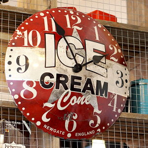 NEW GATE ICE CREAM ADVERTISING WALL CLOCK�@�i�j���[�Q�[�g �A�C�X�N���[�� �A�h�o�^�C�W���O �E�H�[�� �N���b�N�j TR-4285 �y���������z �y�|�C���g4�{�z �yAWS�z