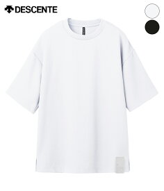 【DESCENTE｜デサント】 STRETCH TWILL T-SHIRT　半袖Tシャツ　S　M　L　XL　春　夏　秋　ホワイト　ブラック　白　黒　テックウェア　アウトドア　UV遮蔽性　ストレッチ　伸縮　軽量　薄手　吸水性　接触冷感性　快適【DLMXGA55】