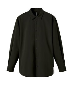 【DESCENTE｜デサント】 SOLOTEX(R) L/S REGULAR COLLAR SHIRT　ロングスリーブシャツ　メンズ　ブラック　黒　S　M　L　春　夏　秋　テックウェア　アウトドア　トップス　長袖　ストレッチ　伸縮　雨を弾く　撥水性能【DLMXGB50】