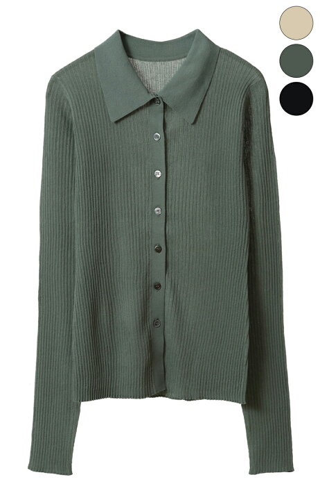 楽天市場】【CLANE｜クラネ】SHEER RIB KNIT SHIRTS シアリブニット  