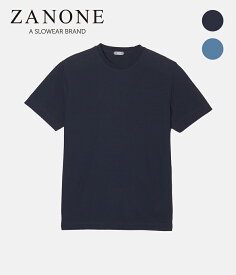 【ZANONE | ザノーネ】ICE COTTON CREW NECK T-SHIRTS　メンズ　Tシャツ　半袖　通気性　温度調節機能　コットン100％　アイスコットン　綿　オーガニックコットン　ネイビー　ターコイズブルー　オールシーズン　イタリア【ICECN-24S】