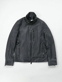 【junhashimoto|ジュンハシモト】STRETCH INNER RIDERS　ライダース　ジャケット　革ジャン　レザー　アウター　メンズ　秋冬　ブラック　黒　チャコール　おしゃれ　イタリア　ワイルド　30代　40代　大人　伸縮　ストレッチ　美シルエット　上品　高級【1022220001】