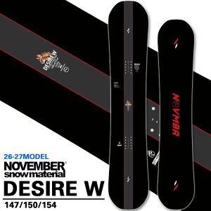 [�\�񏤕i] 26-27 NOVEMBER �m�x���o�[ �X�m�[�{�[�h SNOWBOARD �����Y DESIRE W �f�U�C�A �_�u�� 147cm 150cm 152cm �m�[�x���o�[ �X�m�[�{�[�h �� 2026 2027 ���{���K�i