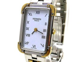 エルメス 時計 ■ CR1.220 クロアジュール ステンレス コンビカラー ホワイト 文字盤 レディース クォーツ 腕時計 HERMES □6A 4100