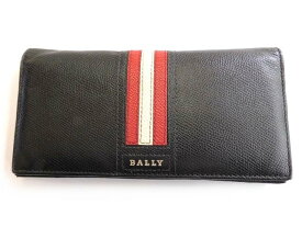 バリー BALLY 2つ折り 長財布 ■ レザー ブラック メンズ 財布 ウォレット スリム □6A エ100