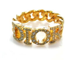 Christian Dior クリスチャンディオール ■ ゴールドカラー リング 約13.5号 Lサイズ クリアストーン □6B6C ム100