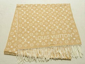 美品 LOUIS VUITTON ヴィトン M76900 マフラー・ゲーム・オン ☆ カシミヤ100％ ベージュ系 総柄 レディース マフラー ▼ シト000/6C