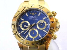 テクノス クォーツ腕時計 T4684 ■ メンズ ゴールド クロノグラフ ウォッチ TECHNOS□6D マ100