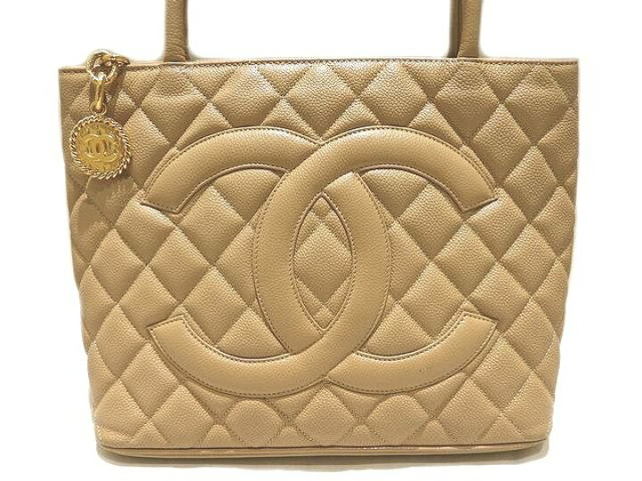 楽天市場】CHANEL シャネル 復刻トート ベージュ系 キャビアスキン 