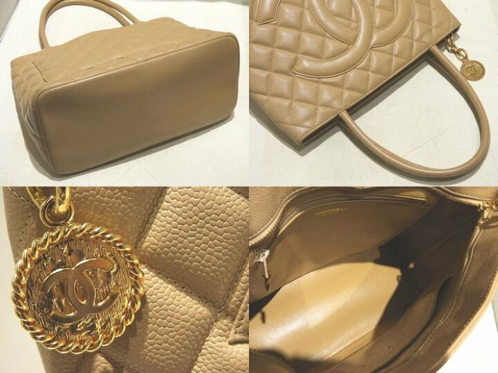 楽天市場】CHANEL シャネル 復刻トート ベージュ系 キャビアスキン 