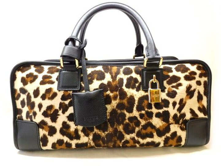 楽天市場】かなり美品 ロエベ LOEWE □ アマソナ 35 レオパード ハラコ 