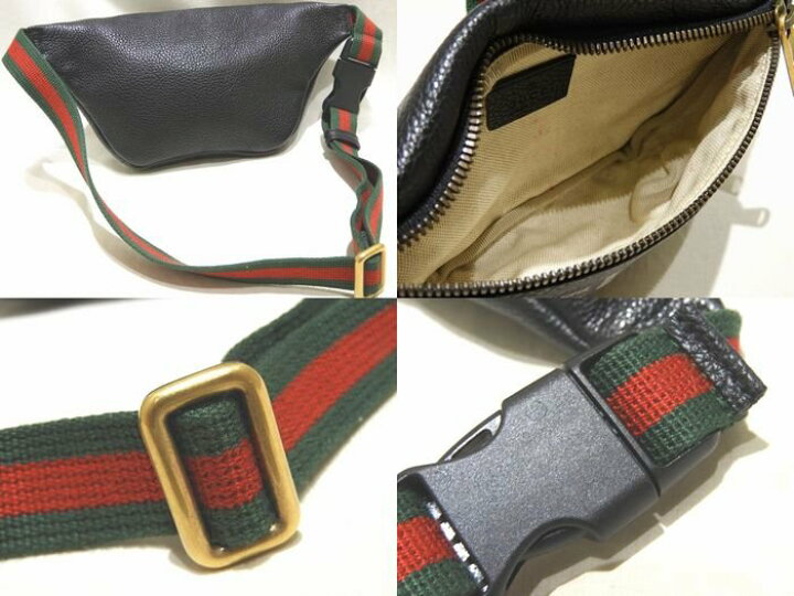 楽天市場】GUCCI グッチ スモール ベルトバッグ ブラック レザー ロゴ  