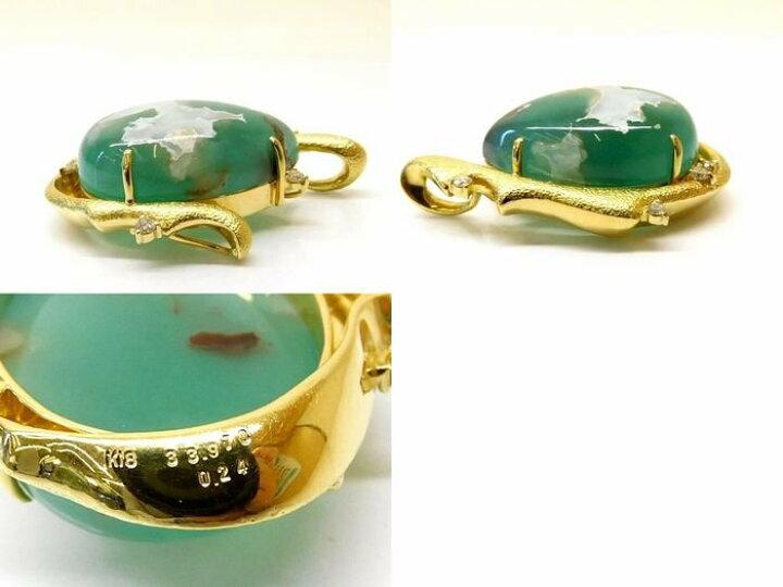 楽天市場】K18 YG イエローゴールド 天然カルセドニー 33.970ct  