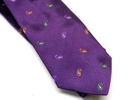 美品 エトロ ETRO ■ 剣先7cm ナロータイ ネクタイ パープル ペイズリー シルク メンズ □7F