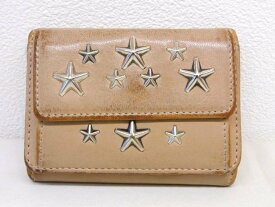 ジミーチュウ 3つ折り Wホック コンパクト 財布 ☆ スタースタッズ ピンクベージュ系 レザー J000108482001 JIMMY CHOO レディース ▼8B