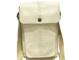 ボッテガヴェネタ ショルダーバッグ ポシェット ☆ 129523 アイボリー系 レザー サコッシュ メンズ可 BOTTEGAVENETA 縦長 ▼8B