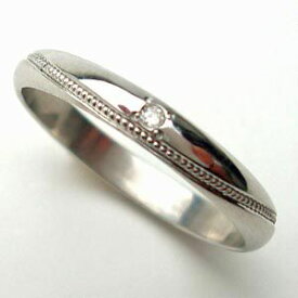 【送料無料】ホワイトゴールド【中心石が選べます】リングミル打ちデザインシンプルリング【刻印・文字彫り無料】結婚指輪 マリッジリング 記念日 ギフト ブルーダイヤ ring 指輪