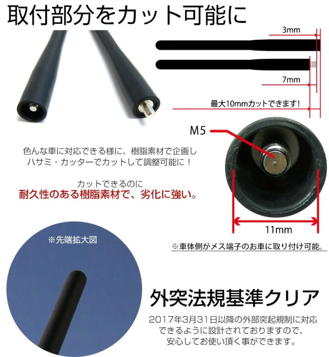 楽天市場 ポイント10倍 Ekカスタム B11w ラジオアンテナ ラジオ ショートアンテナ ヘリカルショート アンテナ Fm パーツ カスタムパーツ ドレスアップ 純正交換 外装パーツ カー用品 送料無料 Yadocari ヤドカリ