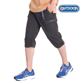 ハーフパンツ メンズ ひざ下 7分丈 ドライ パンツ 七分丈 カーゴパンツ 夏 outdoor products アウトドアプロダクツ ブランド 速乾 接触冷感 ショートパンツ ウエストゴム イージーパンツ UV 丈夫 M L LL 黒 カーキ レディース 男女兼用 ユニセックス