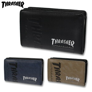 財布 二つ折り 男の子 男子 メンズ THRASHER スラッシャー 型押しロゴ (THS-0053) おしゃれ 高校生 中学生 小学生 キッズ 子供 サイフ コンパクト ミニ財布 折財布 ブランド 送料無料