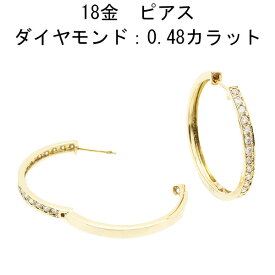 18金ダイヤモンドピアス ハーフエタニティーK18フープピアス