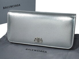 富士屋◆バレンシアガ BALENCIAGA 601479 シルバー ファスナー付き長財布【中古】